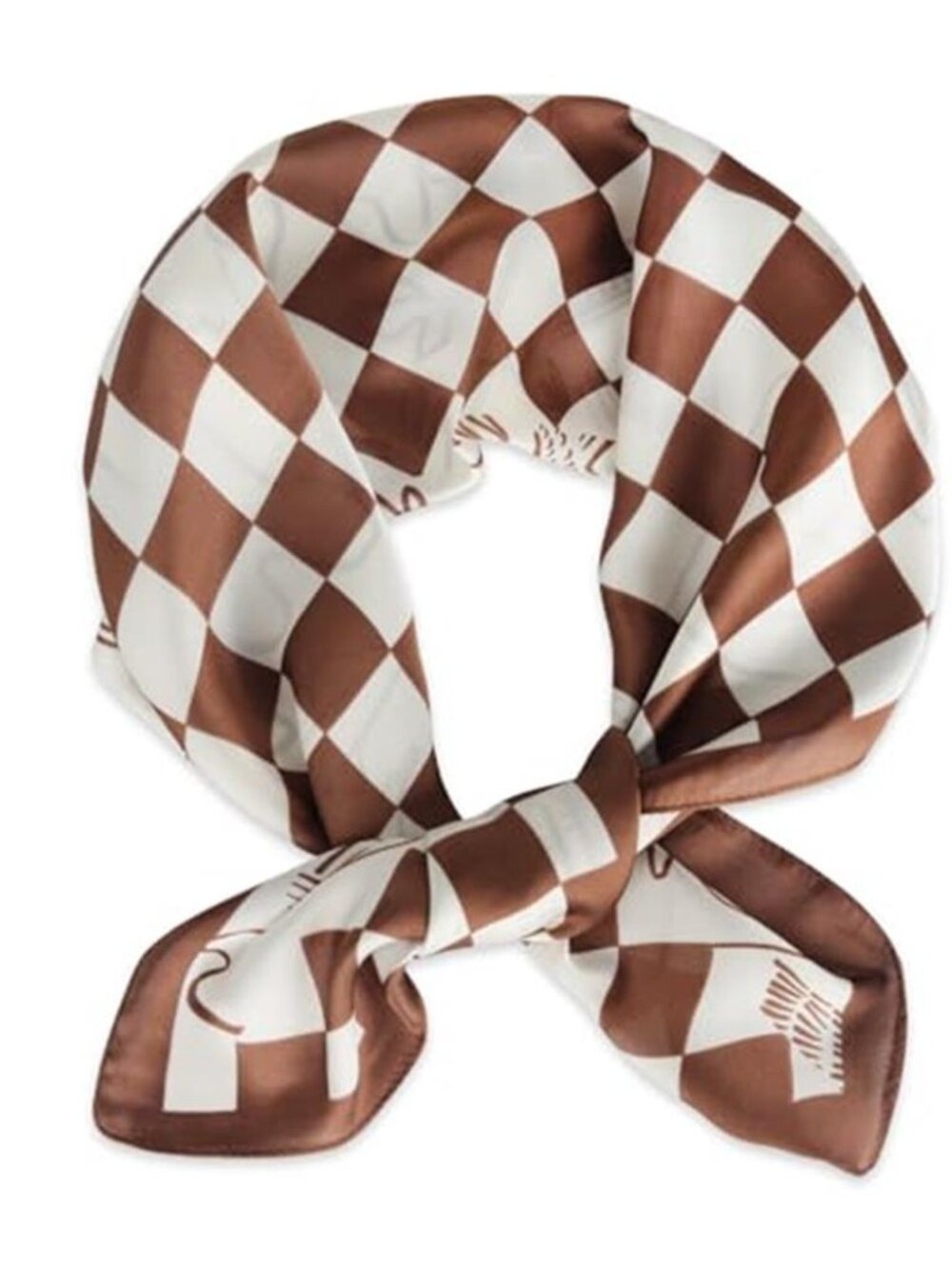 Versatile Silk Satin Head Wrap Brown White Summer Bandana Silky Scarf